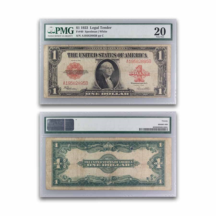 1923 $1.00 United States Note Red Seal VF-20 PMG (Fr#40)