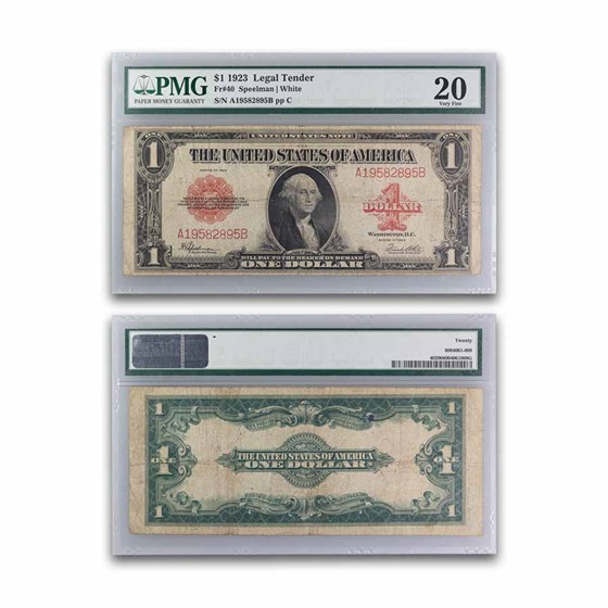 1923 $1.00 United States Note Red Seal VF-20 PMG (Fr#40) 1923 $1.00 United States Note Red Seal VF-20 PMG (Fr#40)