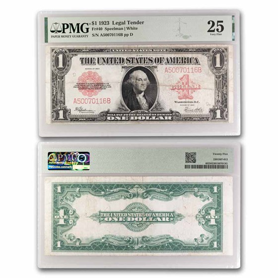 1923 $1.00 United States Note Red Seal VF-25 PMG (Fr#40) 1923 $1.00 United States Note Red Seal VF-25 PMG (Fr#40)