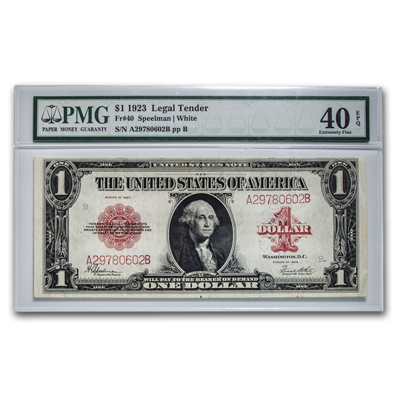 1923 $1.00 United States Note Red Seal XF-40 EPQ PMG 1923 $1.00 United States Note Red Seal XF-40 EPQ PMG