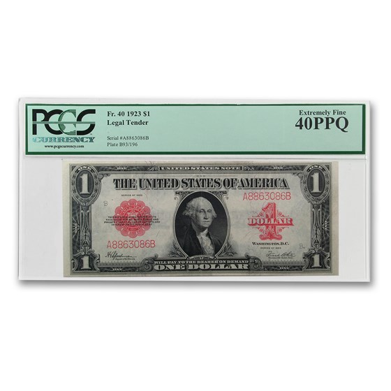 1923 $1.00 United States Note Red Seal XF-40 PPQ PCGS 1923 $1.00 United States Note Red Seal XF-40 PPQ PCGS