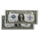 1923 $1 Silver Certificate AU (Fr#237) 2 Consecutive #'s