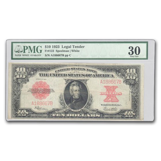 1923 $10 U.S. Note Red Seal VF-30 PMG (Fr#123) Poker Chip 1923 $10 U.S. Note Red Seal VF-30 PMG (Fr#123) Poker Chip