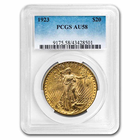 1923 $20 Saint-Gaudens Gold Double Eagle AU-58 PCGS 1923 $20 Saint-Gaudens Gold Double Eagle AU-58 PCGS