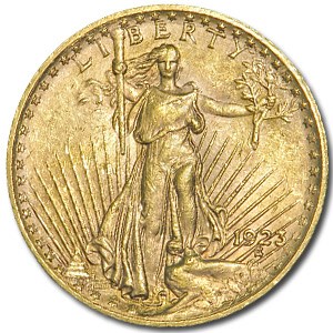 1923 $20 Saint-Gaudens Gold Double Eagle AU