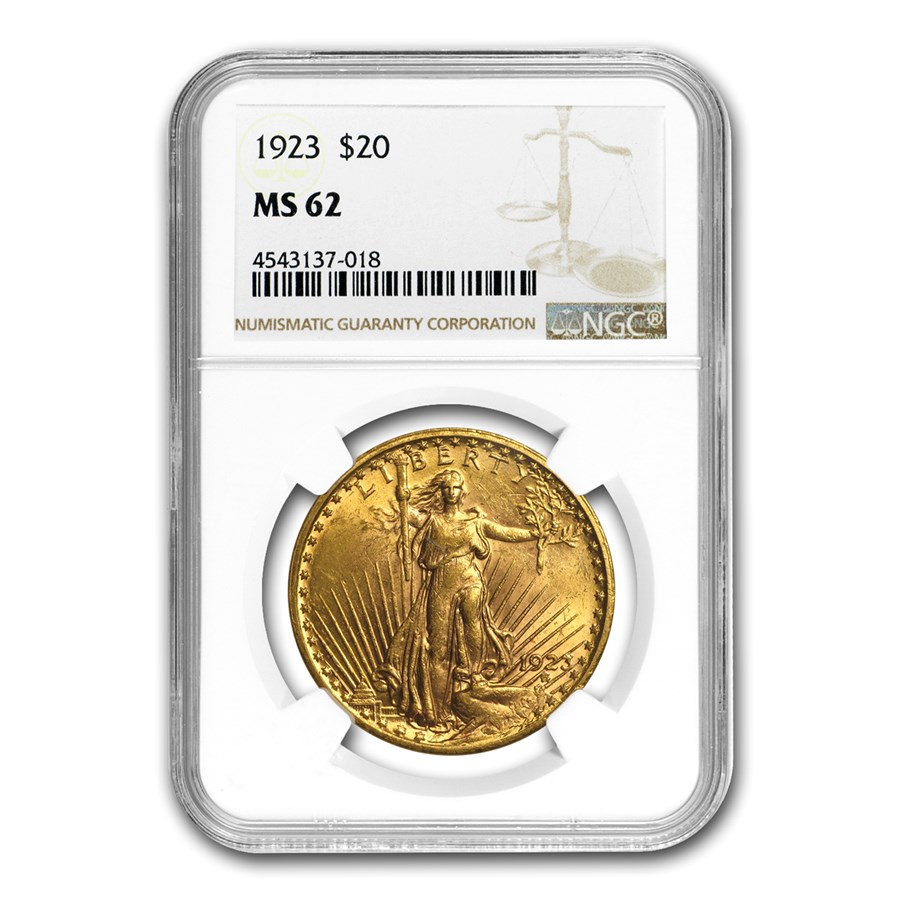1923 $20 Saint-Gaudens Gold Double Eagle MS-62 NGC