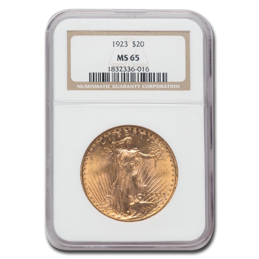 1923 $20 Saint-Gaudens Gold Double Eagle MS-65 NGC