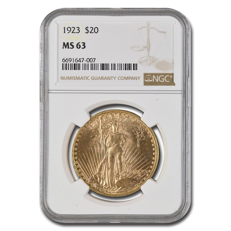 1923 $20 St Gaudens Gold Double Eagle MS-63 NGC