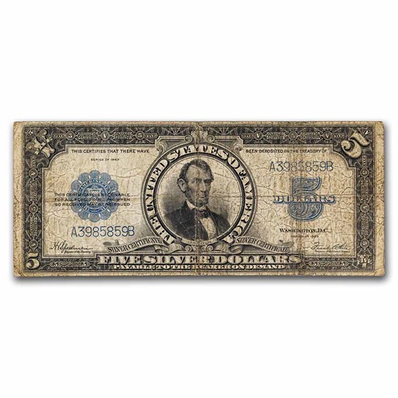 1923 $5.00 Silver Certificate Lincoln Porthole VG (Fr#282) 1923 $5.00 Silver Certificate Lincoln Porthole VG (Fr#282)