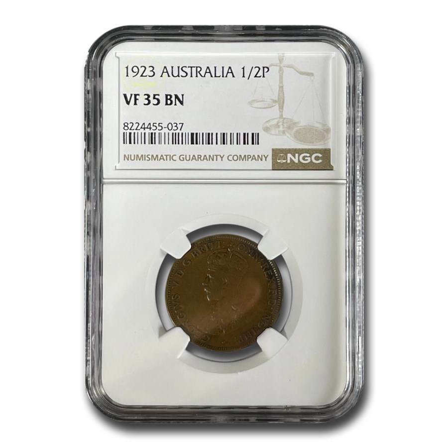 1923 Australia 1/2 Penny George V VF-35 NGC (Brown)
