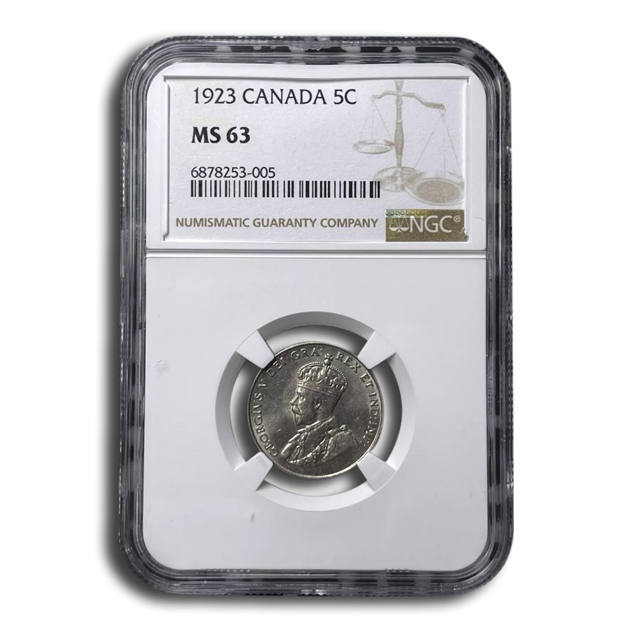 1923 Canada 5 Cents George V MS-63 NGC