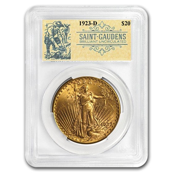 1923-D $20 Saint-Gaudens Double Eagle BU PCGS (Prospector Label) 1923-D $20 Saint-Gaudens Double Eagle BU PCGS (Prospector Label)