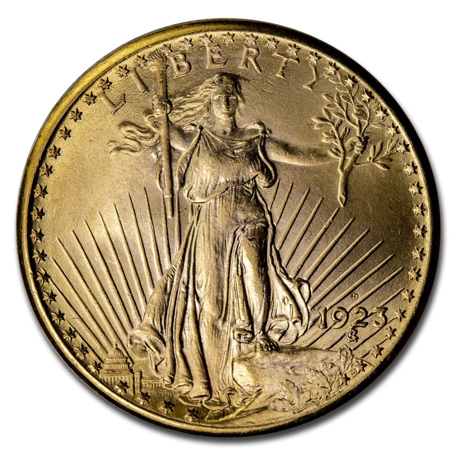1923-D $20 Saint-Gaudens Gold Double Eagle BU
