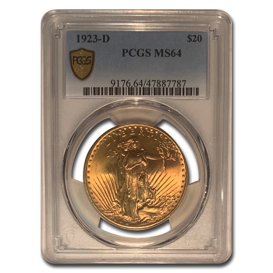 1923-D $20 Saint-Gaudens Gold Double Eagle MS-64 PCGS 1923-D $20 Saint-Gaudens Gold Double Eagle MS-64 PCGS