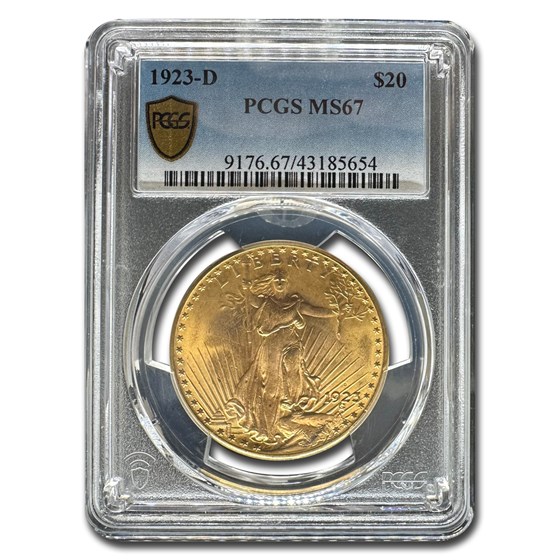 1923-D $20 Saint-Gaudens Gold Double Eagle MS-67 PCGS 1923-D $20 Saint-Gaudens Gold Double Eagle MS-67 PCGS