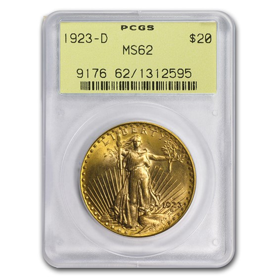 1923-D $20 St Gaudens Gold Double Eagle MS-62 PCGS 1923-D $20 St Gaudens Gold Double Eagle MS-62 PCGS