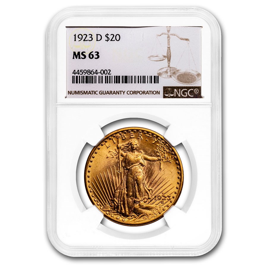 1923-D $20 St Gaudens Gold Double Eagle MS-63 NGC