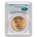 1923-D $20 St Gaudens Gold Double Eagle MS-63 PCGS CAC