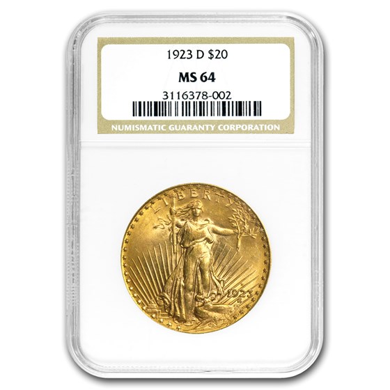 1923-D $20 St Gaudens Gold Double Eagle MS-64 NGC 1923-D $20 St Gaudens Gold Double Eagle MS-64 NGC