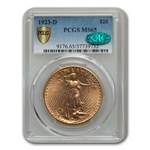 1923-D $20 St Gaudens Gold Double Eagle MS-65 PCGS (CAC)