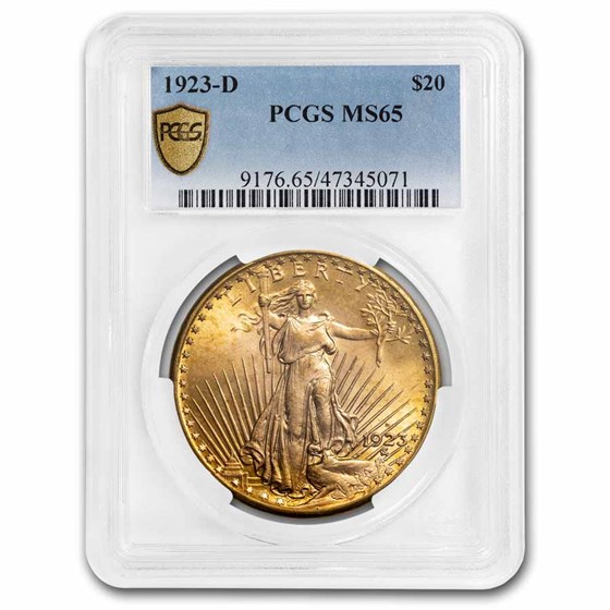 1923-D $20 St Gaudens Gold Double Eagle MS-65 PCGS 1923-D $20 St Gaudens Gold Double Eagle MS-65 PCGS