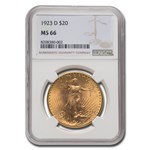 1923-D $20 St Gaudens Gold Double Eagle MS-66 NGC