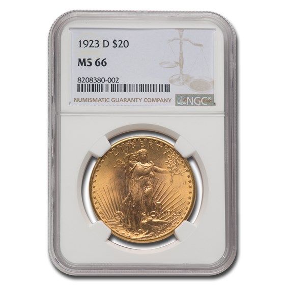 1923-D $20 St Gaudens Gold Double Eagle MS-66 NGC 1923-D $20 St Gaudens Gold Double Eagle MS-66 NGC