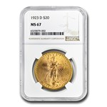 1923-D $20 St Gaudens Gold Double Eagle MS-67 NGC