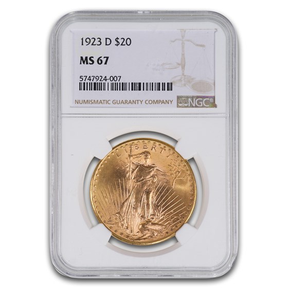 1923-D $20 St Gaudens Gold Double Eagle MS-67 NGC