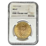1923-D $20 St Gaudens Gold Double Eagle MS-67 NGC