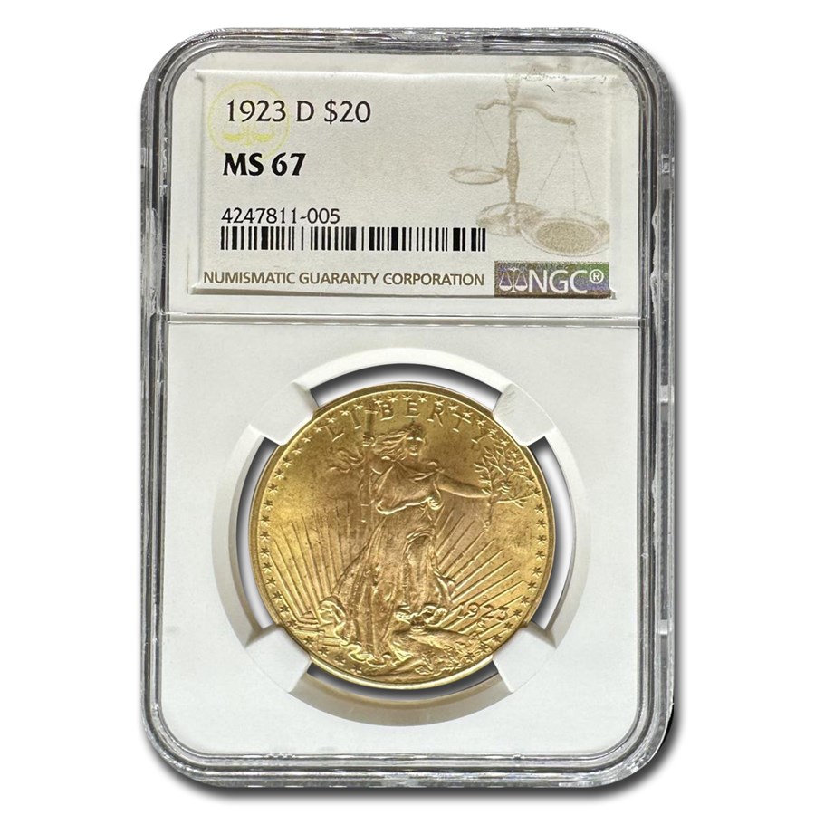 1923-D $20 St Gaudens Gold Double Eagle MS-67 NGC