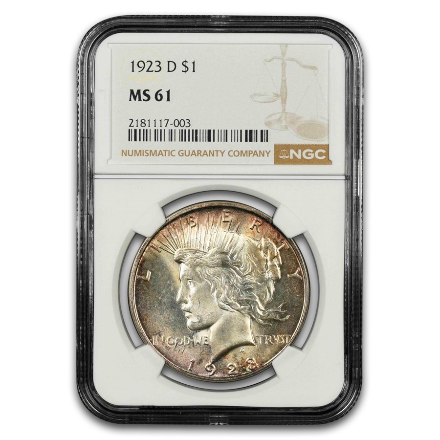 1923-D Peace Dollar MS-61 NGC