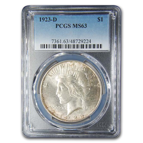 1923-D Peace Dollar MS-63 PCGS 1923-D Peace Dollar MS-63 PCGS