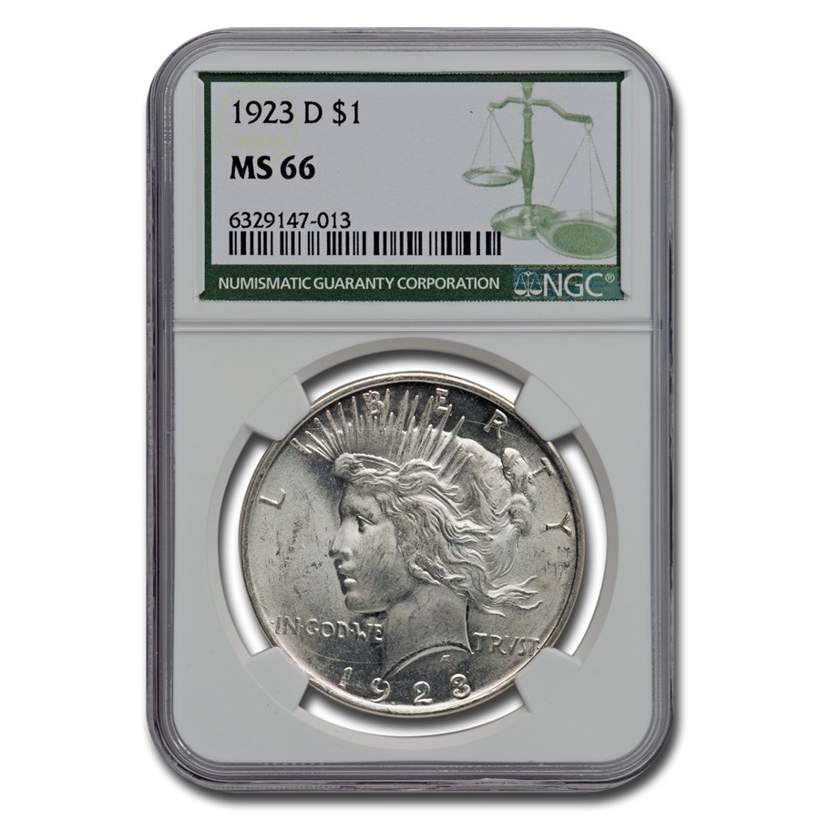 1923-D Peace Dollar MS-66 NGC (Green Label)
