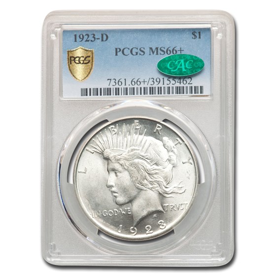 1923-D Peace Dollar MS-66+ PCGS CAC 1923-D Peace Dollar MS-66+ PCGS CAC