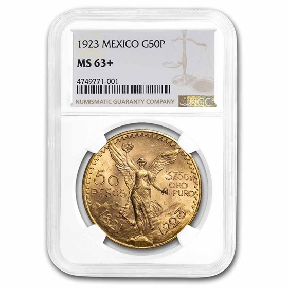 1923 Mexico Gold 50 Pesos MS-63+ NGC 1923 Mexico Gold 50 Pesos MS-63+ NGC