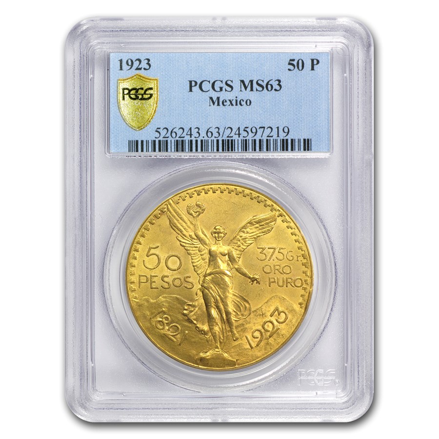 1923 Mexico Gold 50 Pesos MS-63 PCGS
