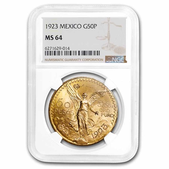 1923 Mexico Gold 50 Pesos MS-64 NGC 1923 Mexico Gold 50 Pesos MS-64 NGC