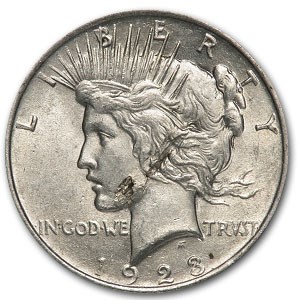 1923 Peace Dollar AU-58 (Lamination Mint Error) 1923 Peace Dollar AU-58 (Lamination Mint Error)