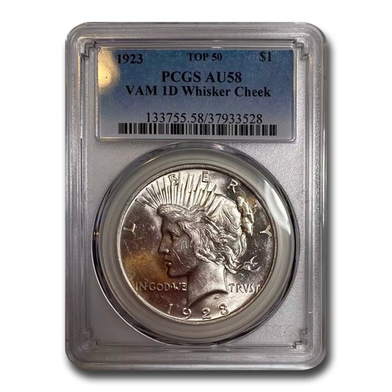 1923 Peace Dollar AU-58 PCGS (VAM-1D Whisker Cheek) 1923 Peace Dollar AU-58 PCGS (VAM-1D Whisker Cheek)