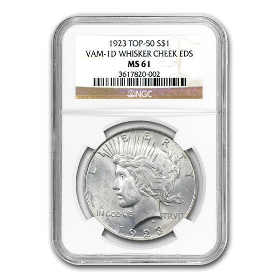 1923 Peace Dollar MS-61 NGC (VAM-1D, Whisker Cheek EDS, Top-50) 1923 Peace Dollar MS-61 NGC (VAM-1D, Whisker Cheek EDS, Top-50)