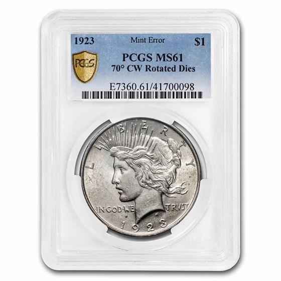 1923 Peace Dollar MS-61 PCGS (70 Degree CW Rotated Rev) 1923 Peace Dollar MS-61 PCGS (70 Degree CW Rotated Rev)