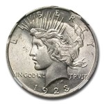 1923 Peace Dollar MS-62 NGC (Double Curved Clips)