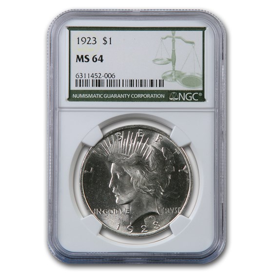 1923 Peace Dollar MS-64 NGC (Green Label) 1923 Peace Dollar MS-64 NGC (Green Label)