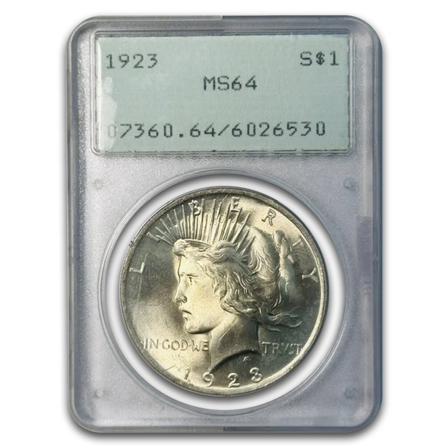 1923 Peace Dollar MS-64 PCGS (Old Rattler Holder)