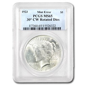 1923 Peace Dollar MS-65 PCGS (30 Degree CW Rotated Rev) 1923 Peace Dollar MS-65 PCGS (30 Degree CW Rotated Rev)