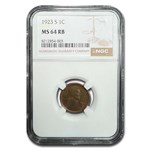 1923-S Lincoln Cent MS-64 NGC (Red/Brown)