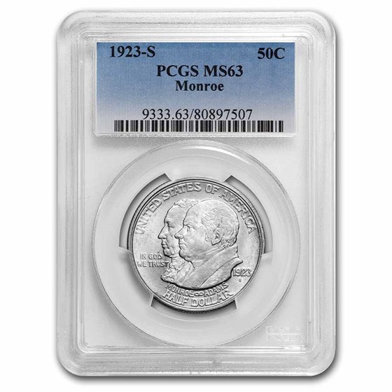 1923-S Monroe Doctrine Commem Half Dollar MS-63 PCGS 1923-S Monroe Doctrine Commem Half Dollar MS-63 PCGS