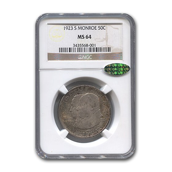 1923-S Monroe Doctrine Commemorative Half Dollar MS-64 NGC CAC 1923-S Monroe Doctrine Commemorative Half Dollar MS-64 NGC CAC