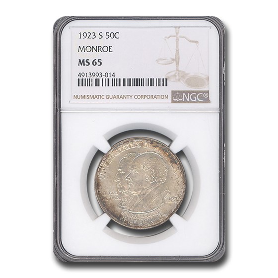 1923-S Monroe Doctrine Half Dollar Commem MS-65 NGC 1923-S Monroe Doctrine Half Dollar Commem MS-65 NGC